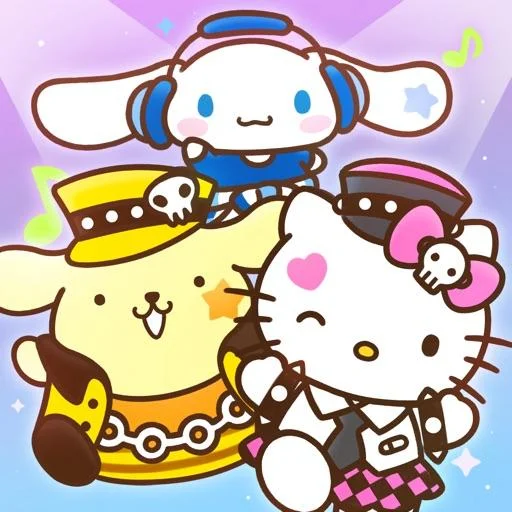 Gameplay screenshot featuring Hello Kitty and friends